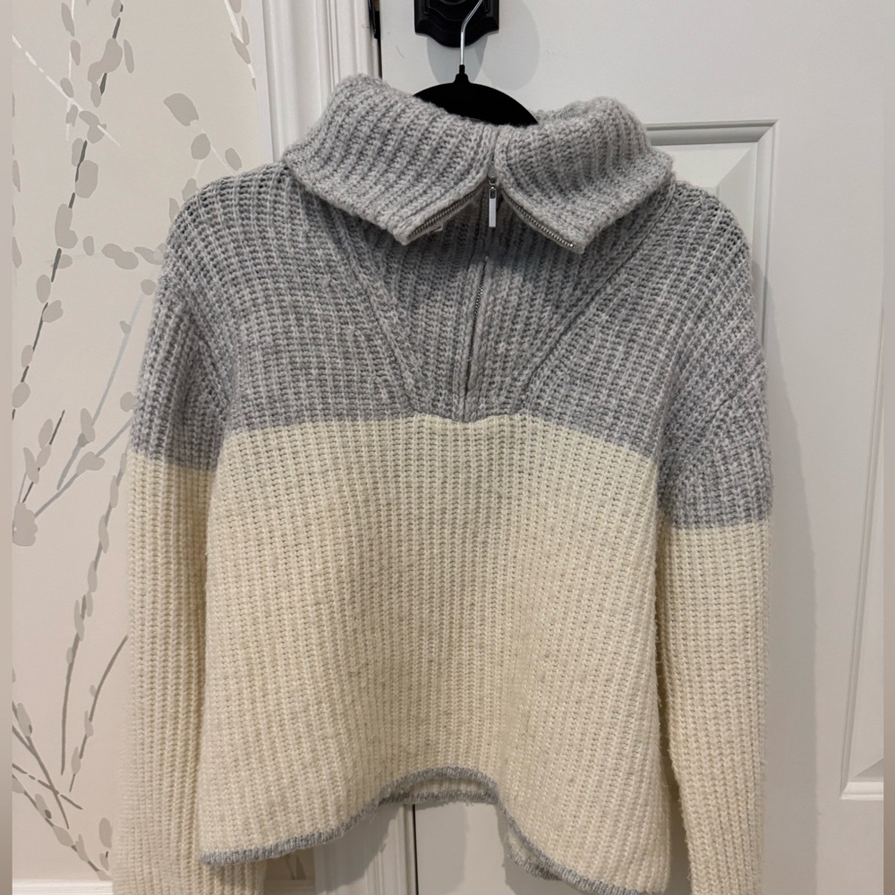 Cozy Gray and Cream Women's Sweater